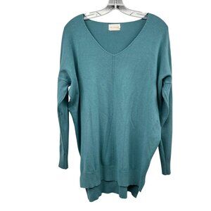 Dreamers Womens Lightweight Sweater V-Neck Light Teal Size S/M